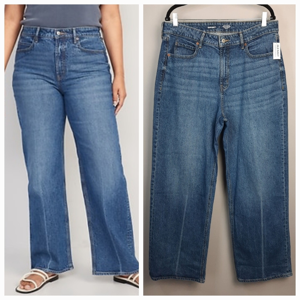 Old Navy Extra High Rise Sky-Hi Wide Leg Jeans size 14